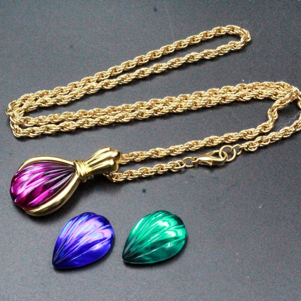 Kenneth Jay Lane KJL Signed Designer Interchgeable Magnetic Pendant Necklace